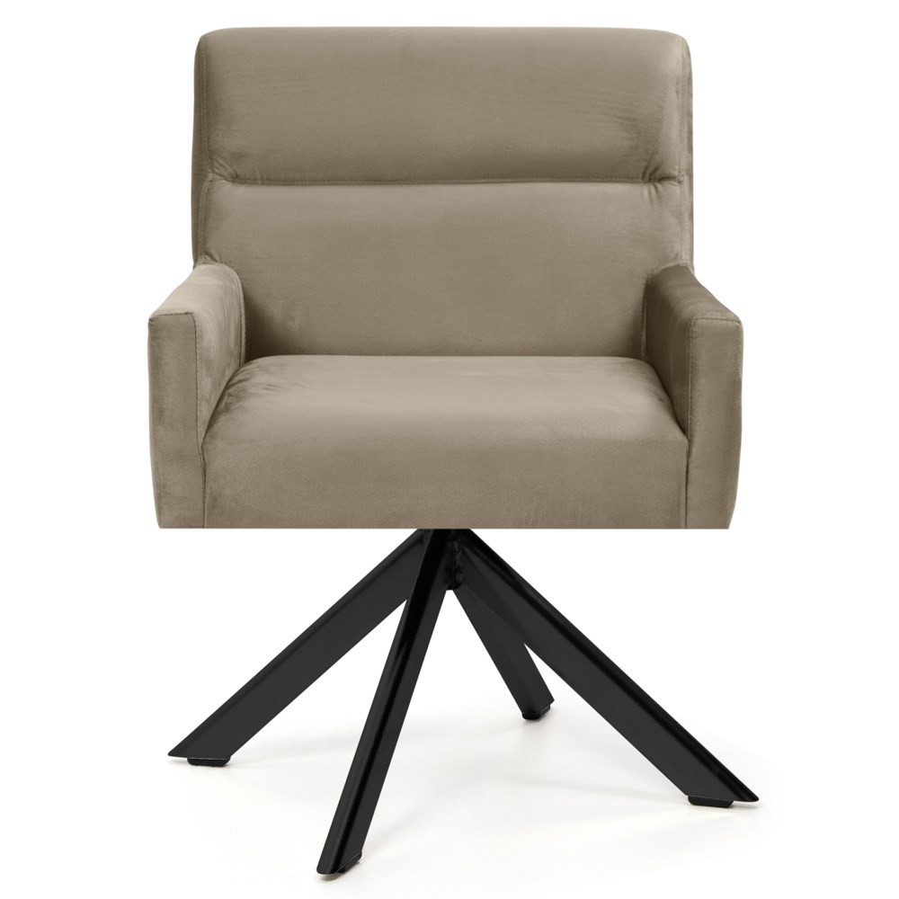 Kit 2 Poltronas Decorativas Giratórias Base Eiffel Preto Angel B-68 Veludo Marrom Claro - Domi