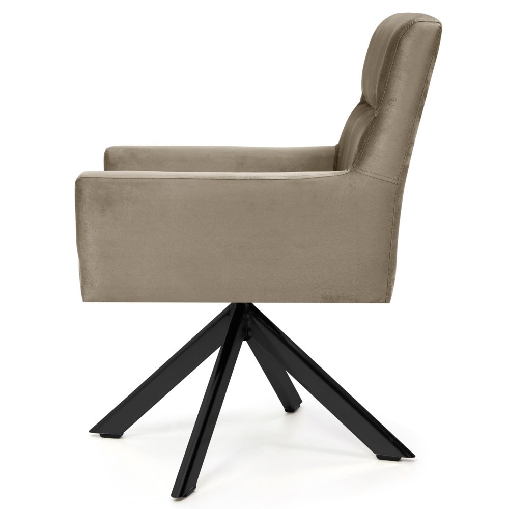 Kit 2 Poltronas Decorativas Giratórias Base Eiffel Preto Angel B-68 Veludo Marrom Claro - Domi