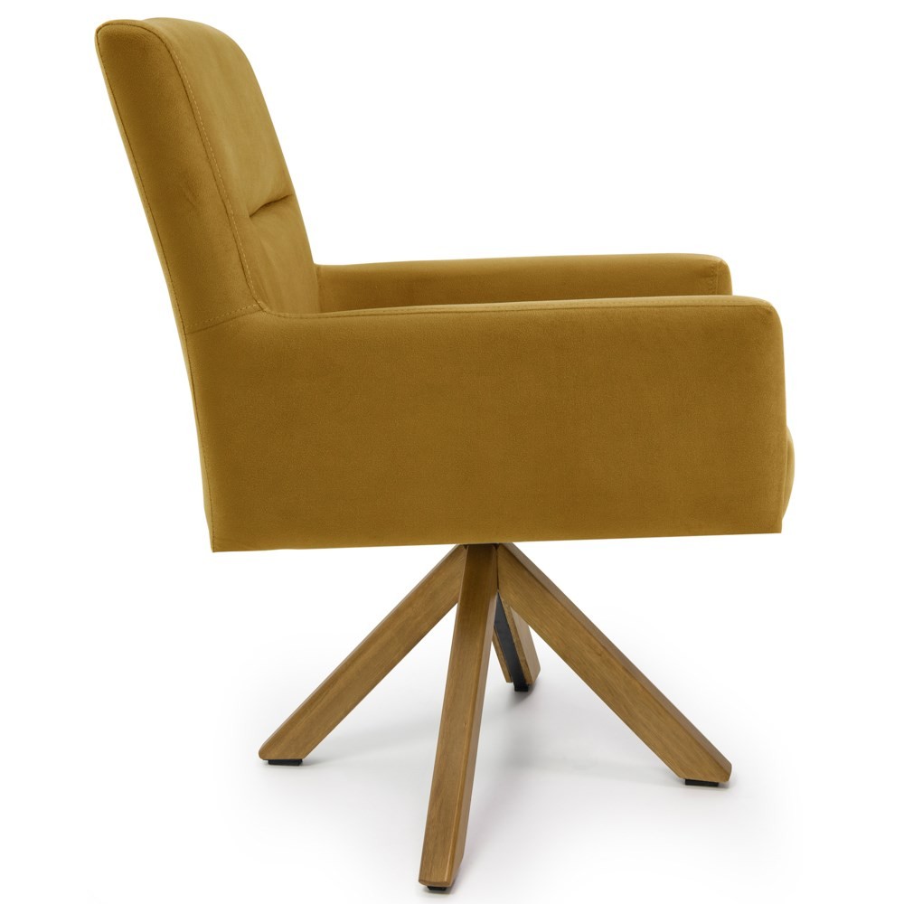 Kit 2 Poltronas Decorativas Giratórias Base Giromad Madeira Angel B-260 Veludo Mostarda - Domi