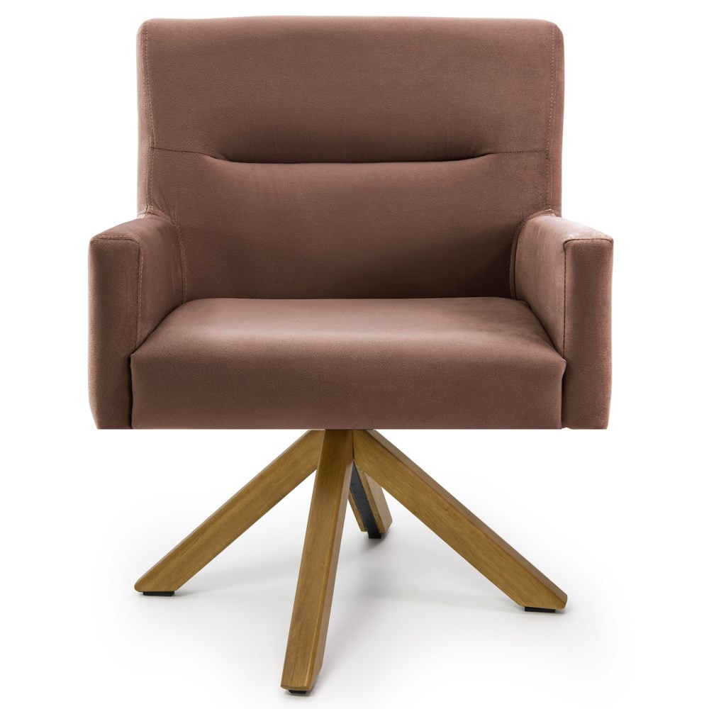 Kit 2 Poltronas Decorativas Giratórias Base Giromad Madeira Angel B-276 Veludo Ferrugem - Domi