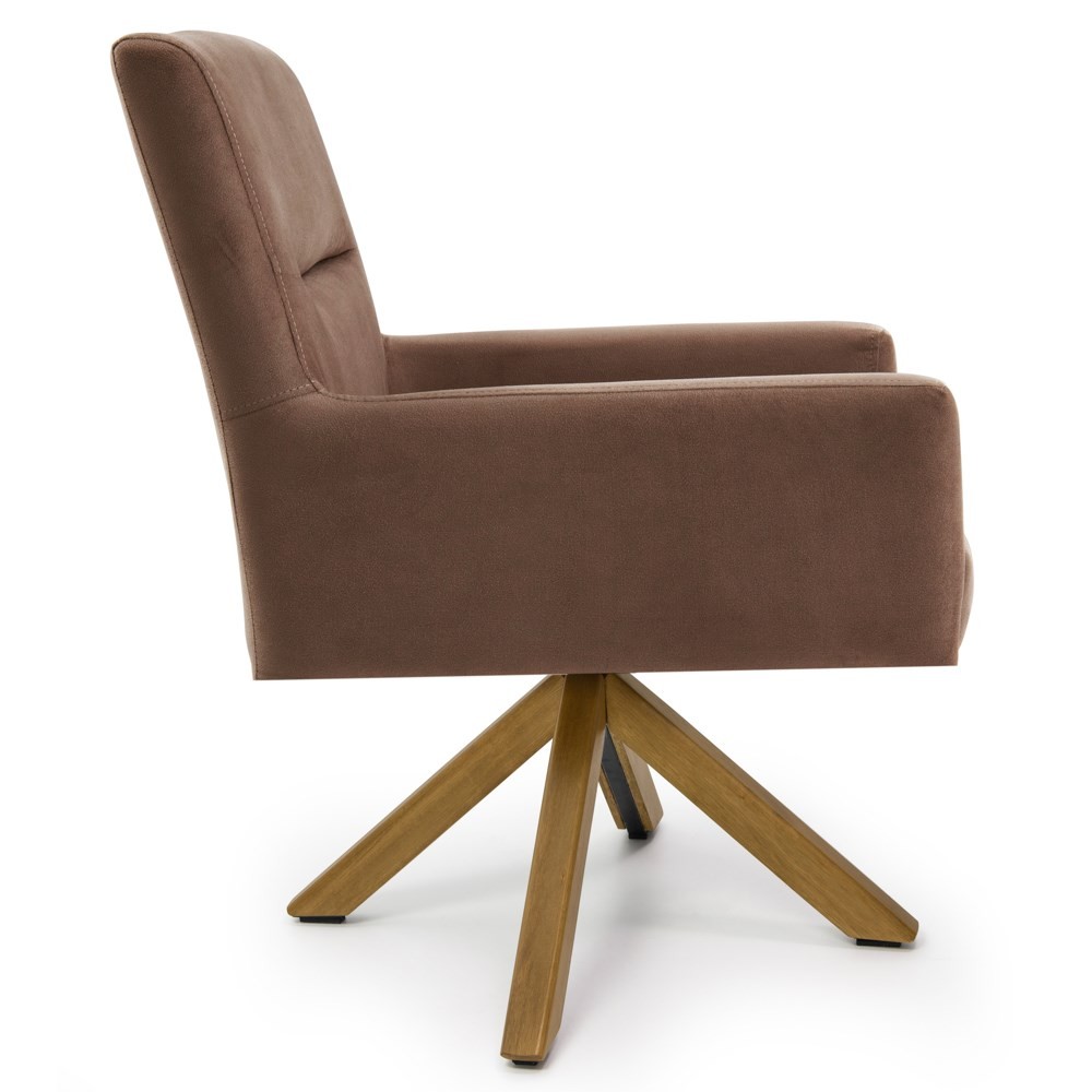 Kit 2 Poltronas Decorativas Giratórias Base Giromad Madeira Angel B-276 Veludo Ferrugem - Domi