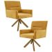 Kit 2 Poltronas Decorativas Giratórias Base Giromad Madeira Angel B-279 Veludo Amarelo - Domi