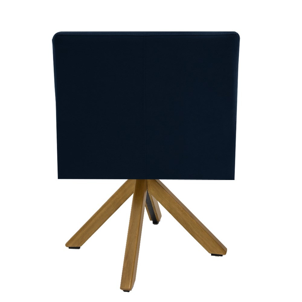 Kit 2 Poltronas Decorativas Giratórias Base Giromad Madeira Angel B-304 Veludo Azul - Domi