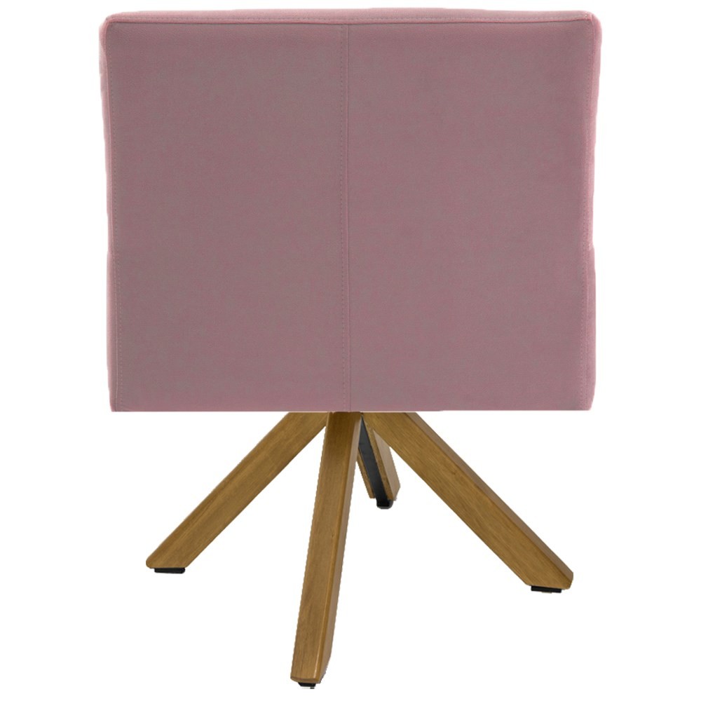Kit 2 Poltronas Decorativas Giratórias Base Giromad Madeira Angel B-305 Veludo Rosa - Domi