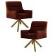 Kit 2 Poltronas Decorativas Giratórias Base Giromad Madeira Angel B-417 Veludo Malbec - Domi