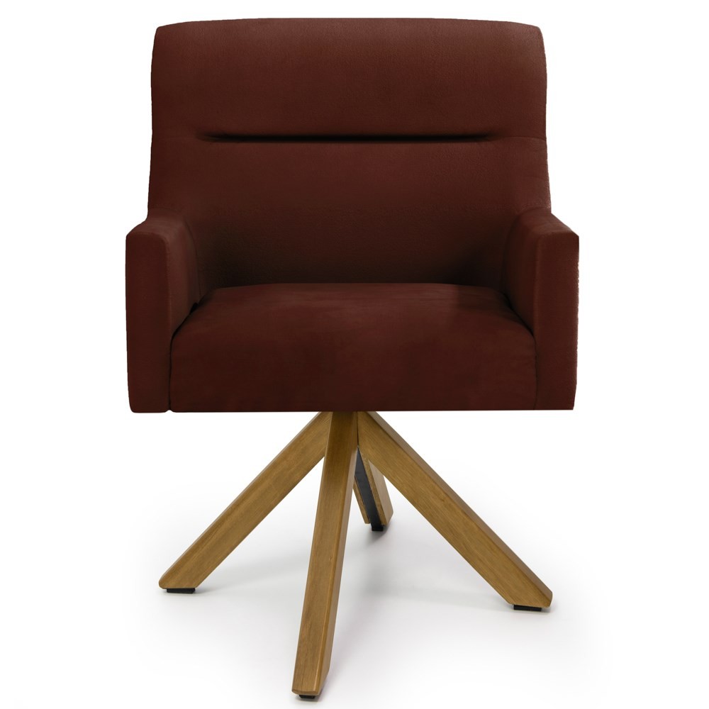 Kit 2 Poltronas Decorativas Giratórias Base Giromad Madeira Angel B-417 Veludo Malbec - Domi