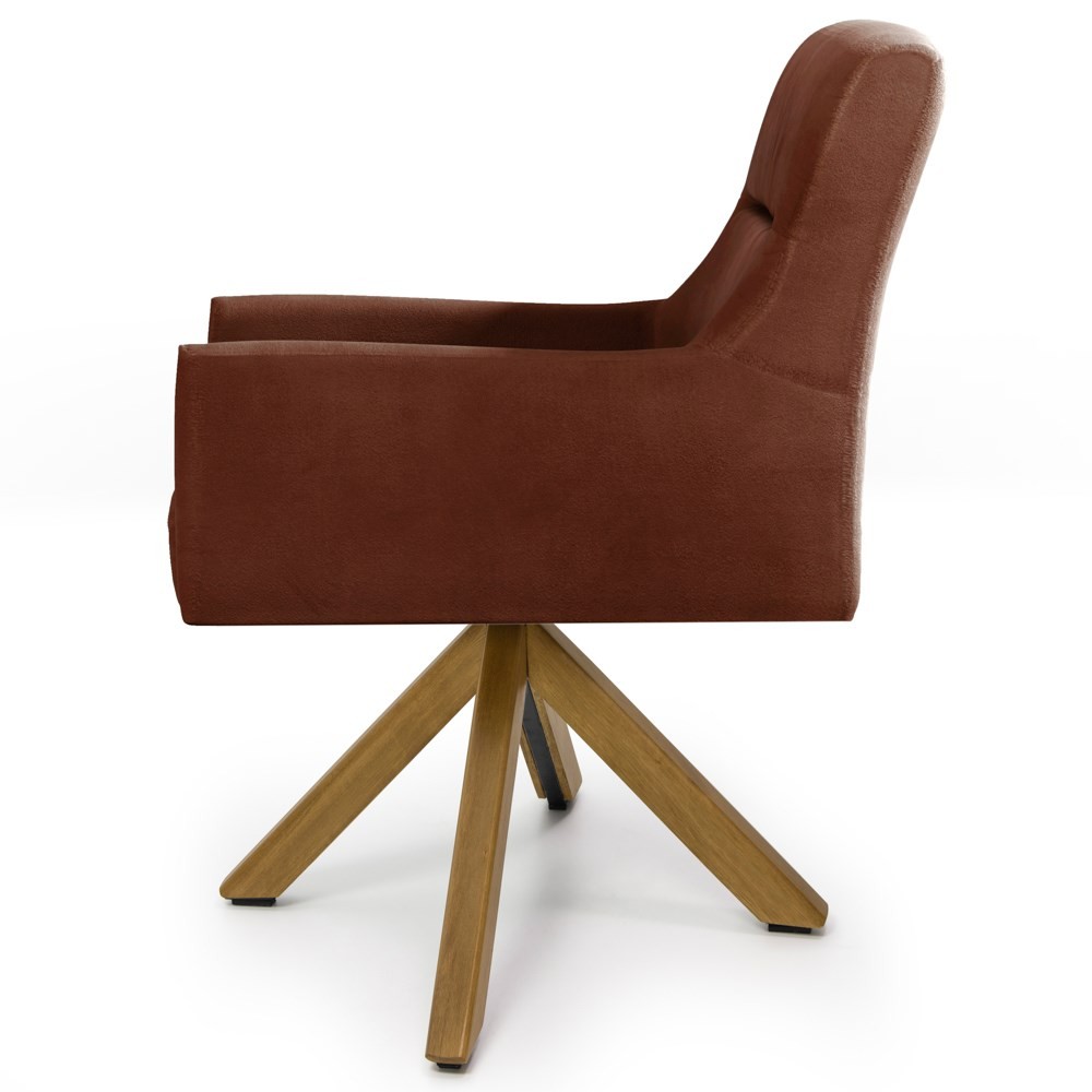 Kit 2 Poltronas Decorativas Giratórias Base Giromad Madeira Angel B-417 Veludo Malbec - Domi
