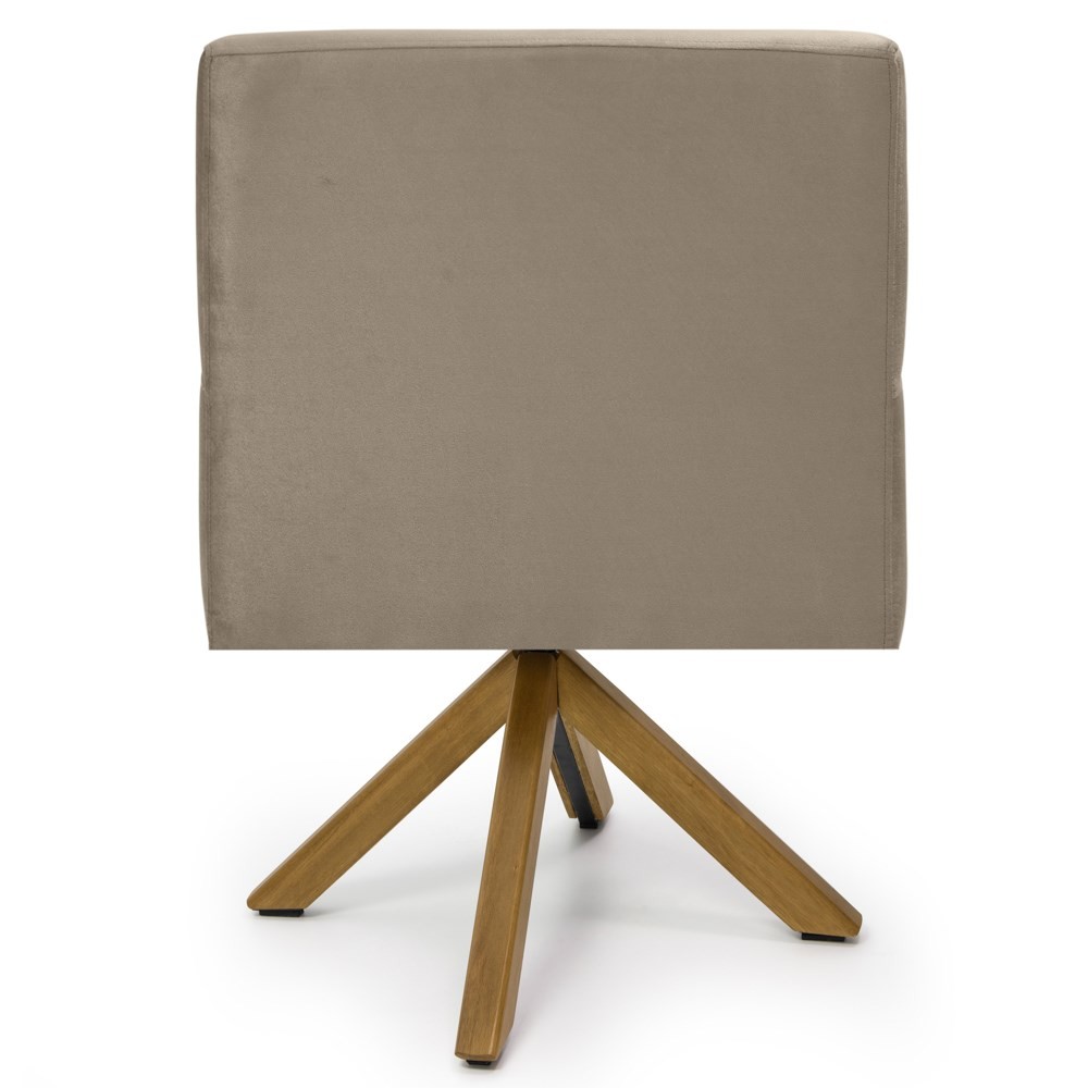 Kit 2 Poltronas Decorativas Giratórias Base Giromad Madeira Angel B-68 Veludo Marrom Claro - Domi