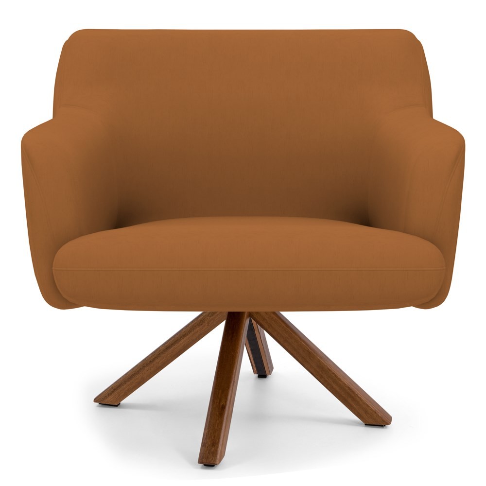Kit 2 Poltronas Decorativas Giratórias Base Giromad Madeira Jade B-262 Veludo Telha - Domi