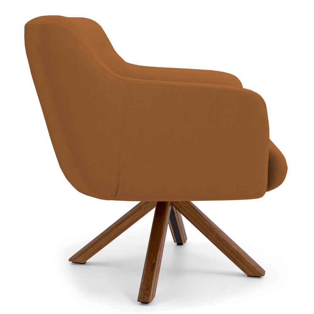 Kit 2 Poltronas Decorativas Giratórias Base Giromad Madeira Jade B-262 Veludo Telha - Domi