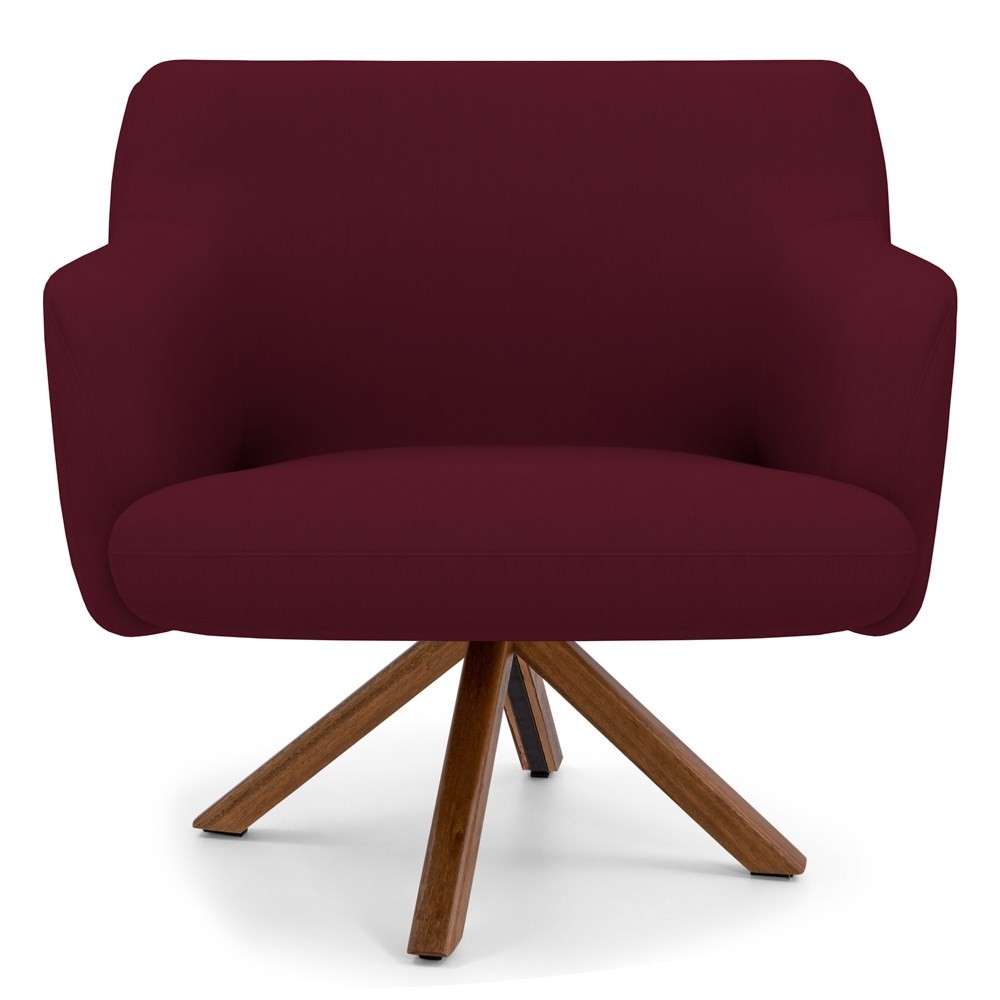 Kit 2 Poltronas Decorativas Giratórias Base Giromad Madeira Jade B-278 Veludo Marsala - Domi