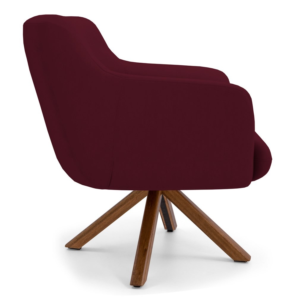 Kit 2 Poltronas Decorativas Giratórias Base Giromad Madeira Jade B-278 Veludo Marsala - Domi