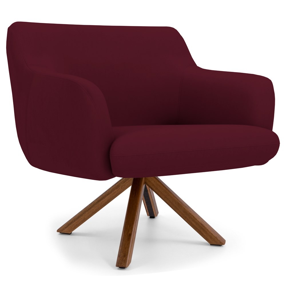 Kit 2 Poltronas Decorativas Giratórias Base Giromad Madeira Jade B-278 Veludo Marsala - Domi