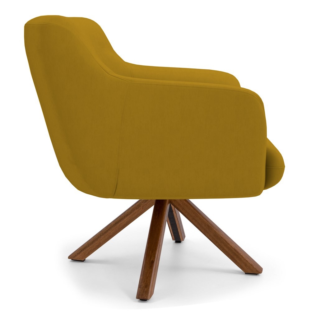 Kit 2 Poltronas Decorativas Giratórias Base Giromad Madeira Jade B-279 Veludo Mostarda - Domi