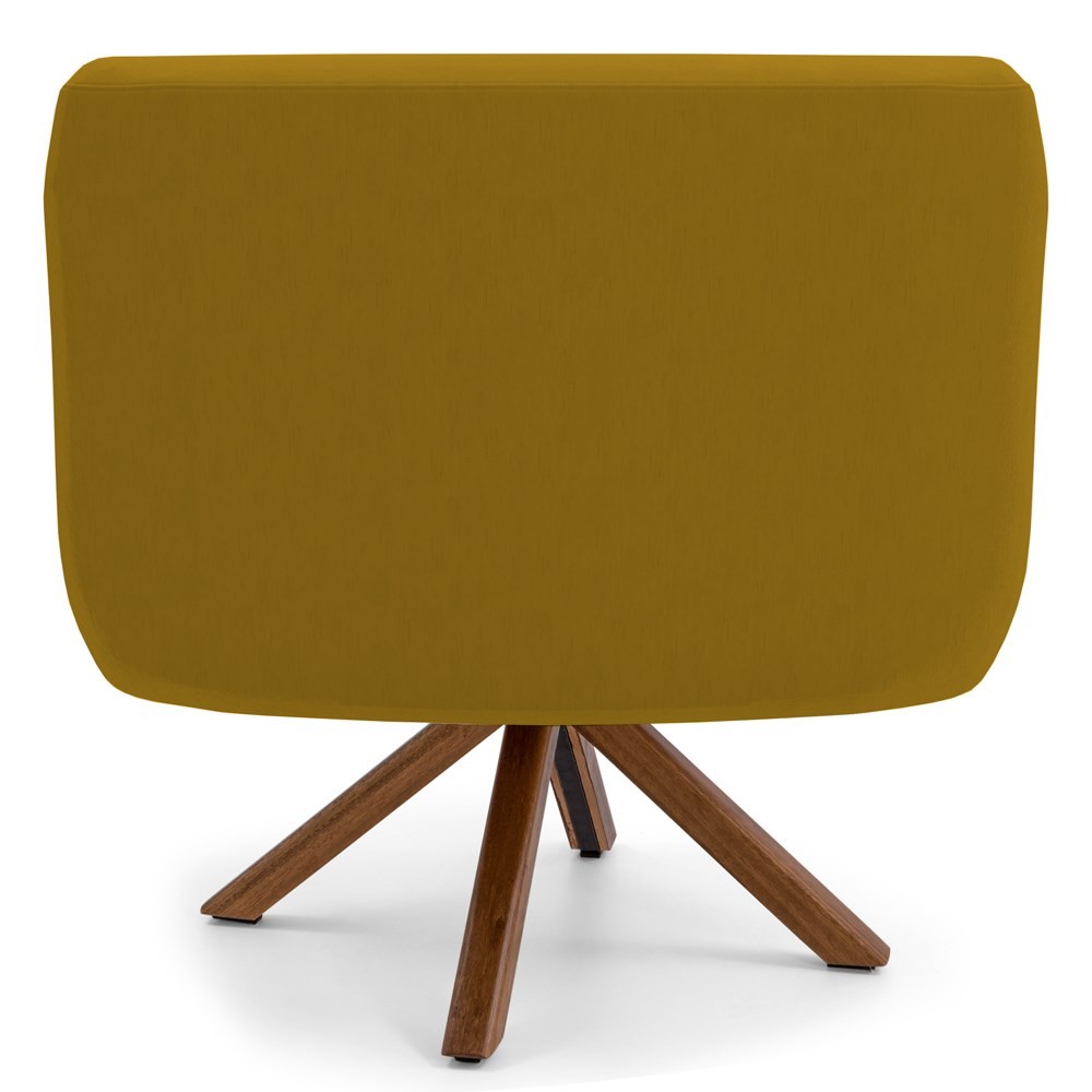Kit 2 Poltronas Decorativas Giratórias Base Giromad Madeira Jade B-279 Veludo Mostarda - Domi
