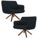 Kit 2 Poltronas Decorativas Giratórias Base Giromad Madeira Jade B-300 Veludo Preto - Domi