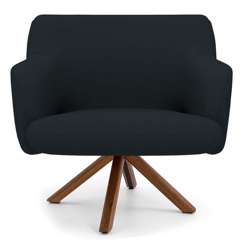 Kit 2 Poltronas Decorativas Giratórias Base Giromad Madeira Jade B-300 Veludo Preto - Domi