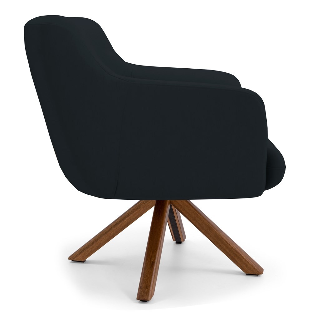 Kit 2 Poltronas Decorativas Giratórias Base Giromad Madeira Jade B-300 Veludo Preto - Domi