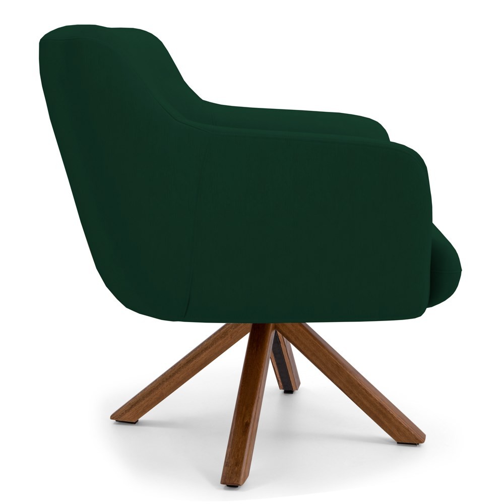 Kit 2 Poltronas Decorativas Giratórias Base Giromad Madeira Jade B-303 Veludo Verde Musgo - Domi
