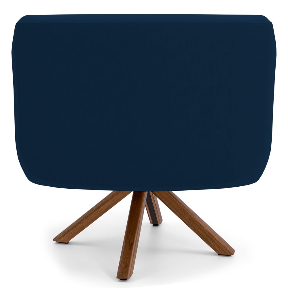 Kit 2 Poltronas Decorativas Giratórias Base Giromad Madeira Jade B-304 Veludo Azul Marinho - Domi