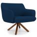 Kit 2 Poltronas Decorativas Giratórias Base Giromad Madeira Jade B-304 Veludo Azul Marinho - Domi