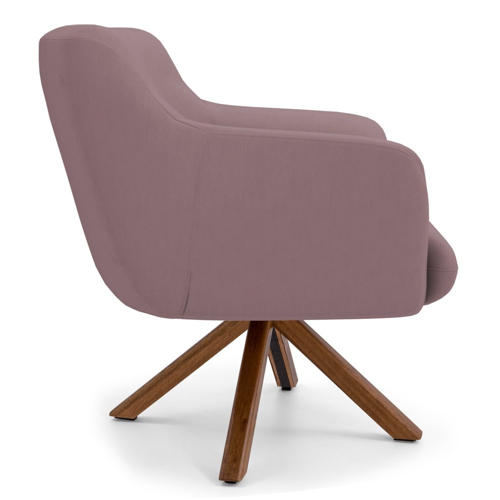 Kit 2 Poltronas Decorativas Giratórias Base Giromad Madeira Jade B-305 Veludo Rosê - Domi