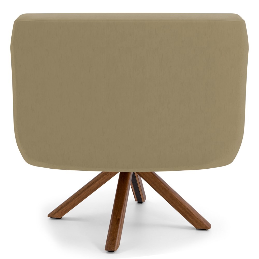 Kit 2 Poltronas Decorativas Giratórias Base Giromad Madeira Jade B-68 Veludo Bege - Domi