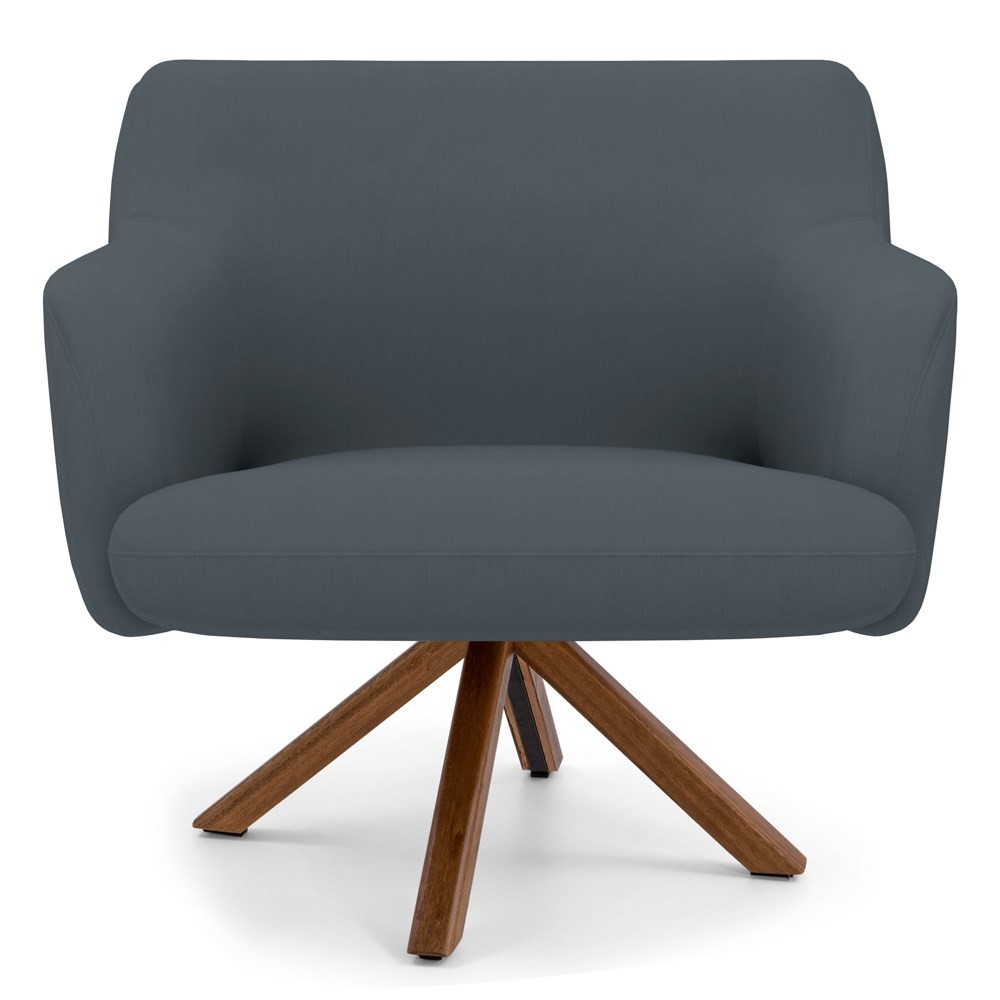 Kit 2 Poltronas Decorativas Giratórias Base Giromad Madeira Jade C-03 Corano Cinza - Domi