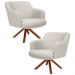 Kit 2 Poltronas Decorativas Giratórias Base Giromad Madeira Jade C-107 Linho Bege - Domi