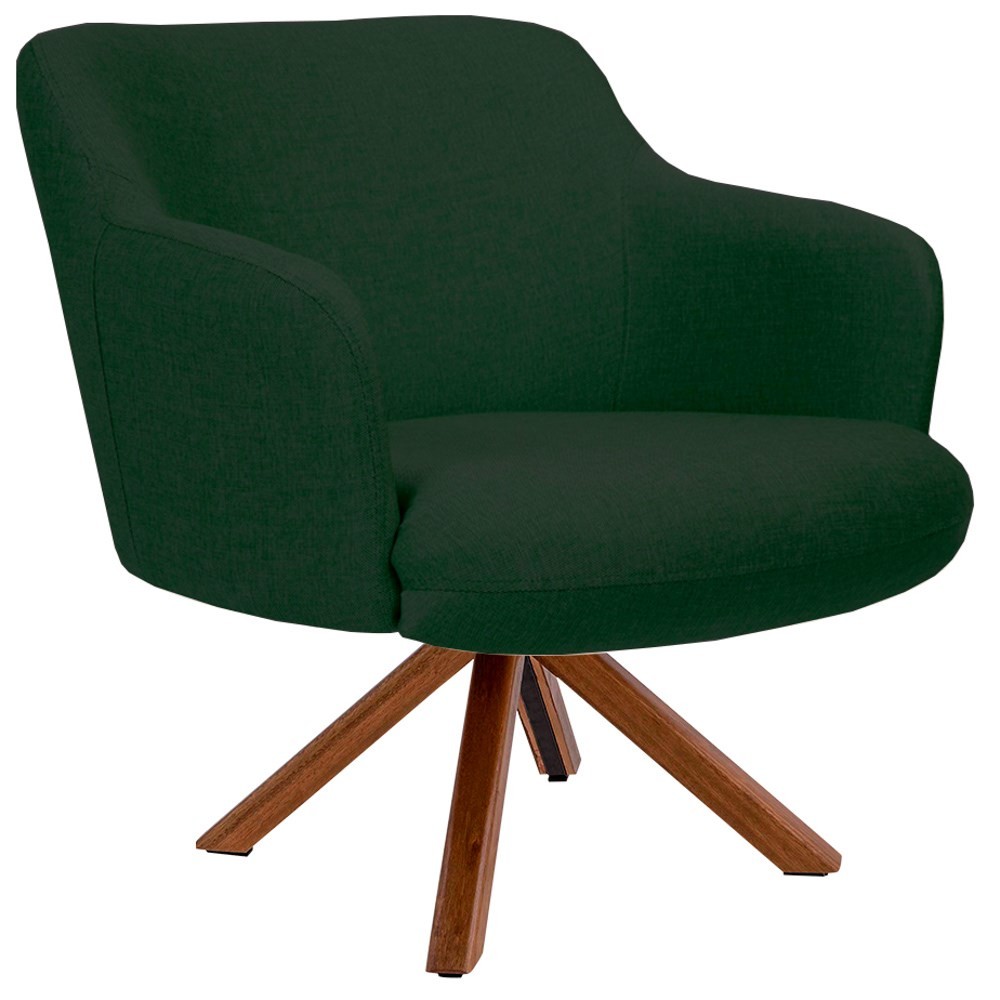 Kit 2 Poltronas Decorativas Giratórias Base Giromad Madeira Jade C-117 Linho Verde Musgo - Domi
