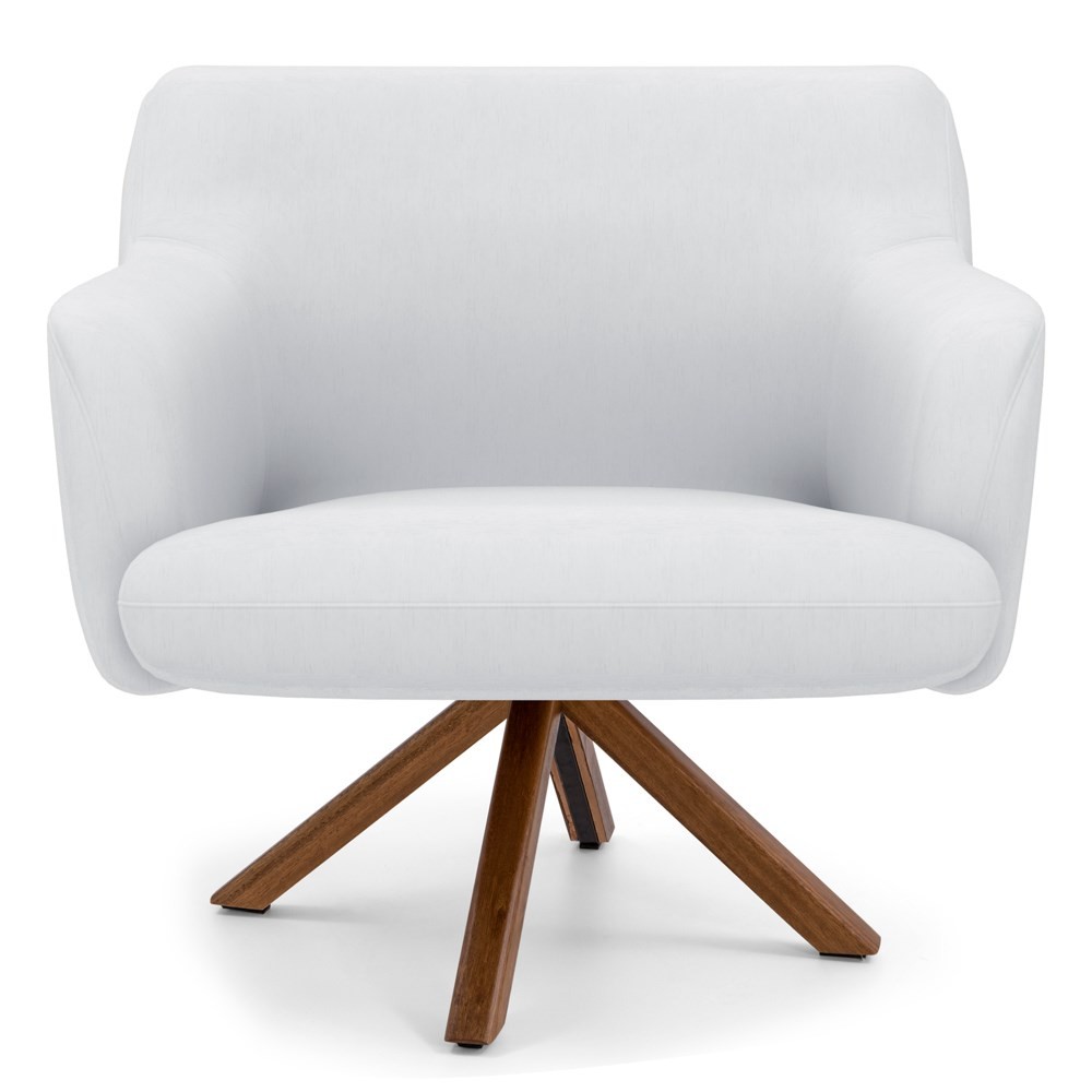Kit 2 Poltronas Decorativas Giratórias Base Giromad Madeira Jade C-12 Corano Branco - Domi