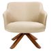 Kit 2 Poltronas Decorativas Giratórias Base Giromad Madeira Jade C-129 Linho Bege Escuro - Domi