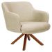 Kit 2 Poltronas Decorativas Giratórias Base Giromad Madeira Jade C-129 Linho Bege Escuro - Domi