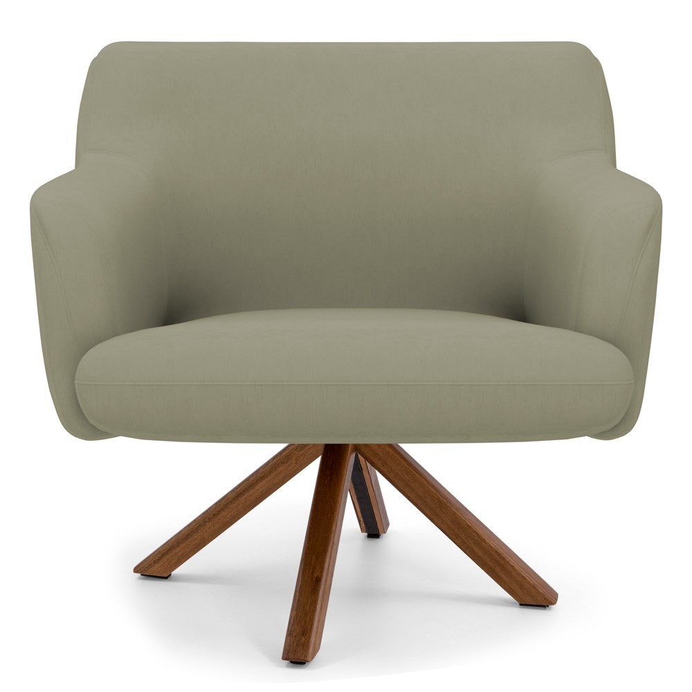 Kit 2 Poltronas Decorativas Giratórias Base Giromad Madeira Jade C-19 Corano Bege - Domi