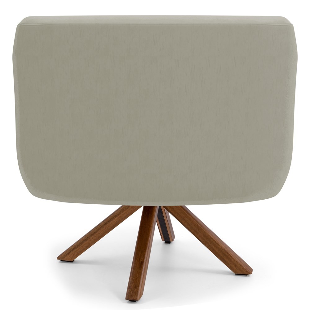 Kit 2 Poltronas Decorativas Giratórias Base Giromad Madeira Jade C-26 Corano Bege Claro - Domi
