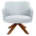 Kit 2 Poltronas Decorativas Giratórias Base Giromad Madeira Jade C-315 Linho Cinza - Domi
