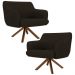 Kit 2 Poltronas Decorativas Giratórias Base Giromad Madeira Jade C-34 Corano Marrom - Domi