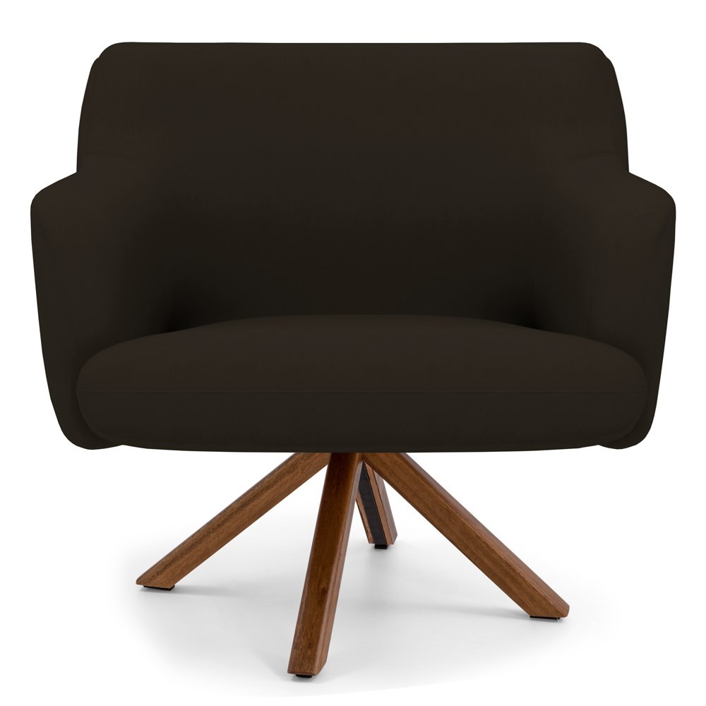 Kit 2 Poltronas Decorativas Giratórias Base Giromad Madeira Jade C-34 Corano Marrom - Domi