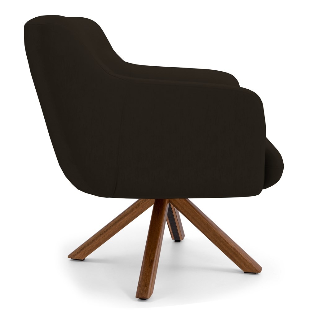 Kit 2 Poltronas Decorativas Giratórias Base Giromad Madeira Jade C-34 Corano Marrom - Domi