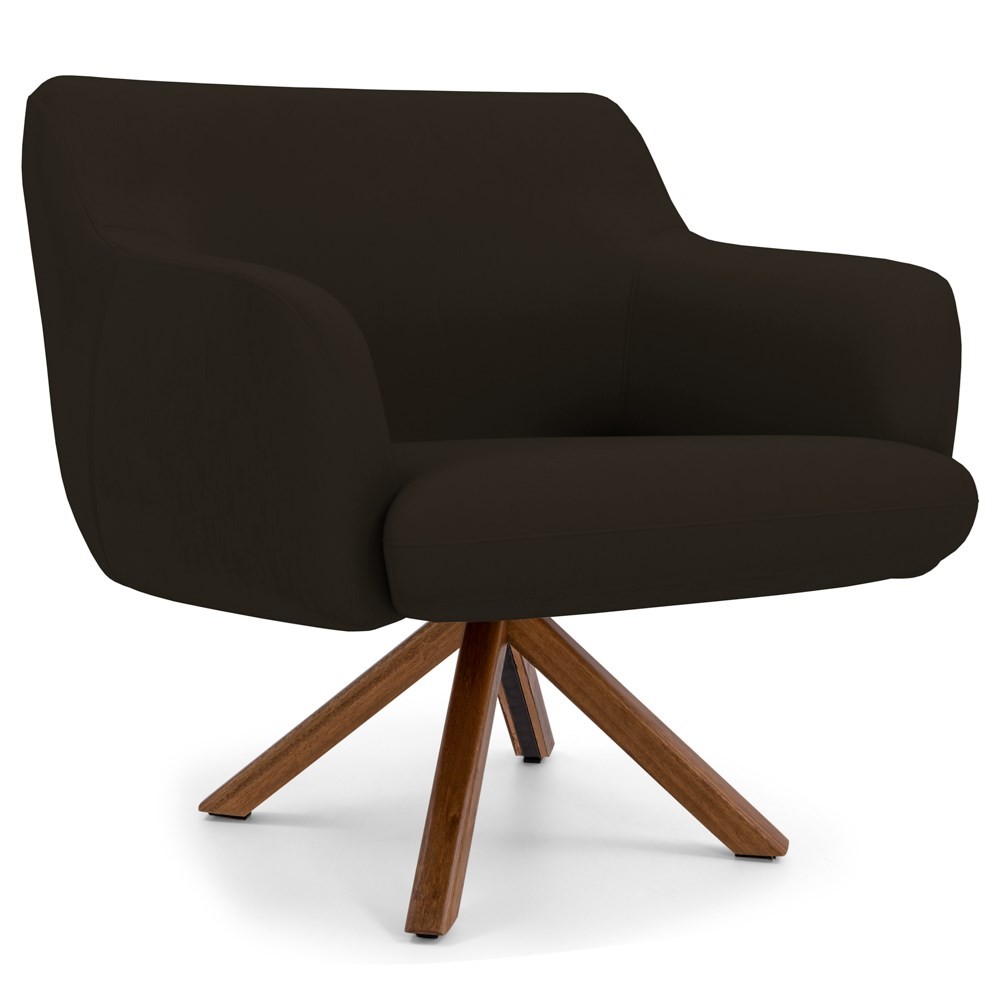 Kit 2 Poltronas Decorativas Giratórias Base Giromad Madeira Jade C-34 Corano Marrom - Domi