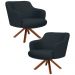 Kit 2 Poltronas Decorativas Giratórias Base Giromad Madeira Jade C-465 Linho Chumbo - Domi
