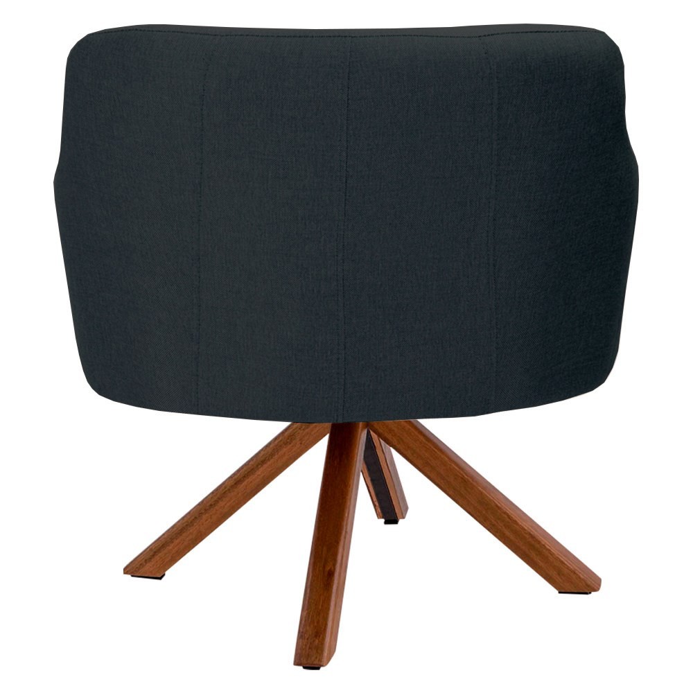 Kit 2 Poltronas Decorativas Giratórias Base Giromad Madeira Jade C-465 Linho Chumbo - Domi