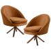 Kit 2 Poltronas Decorativas Giratórias Base Giromad Madeira Rafa B-262 Veludo Telha - Domi