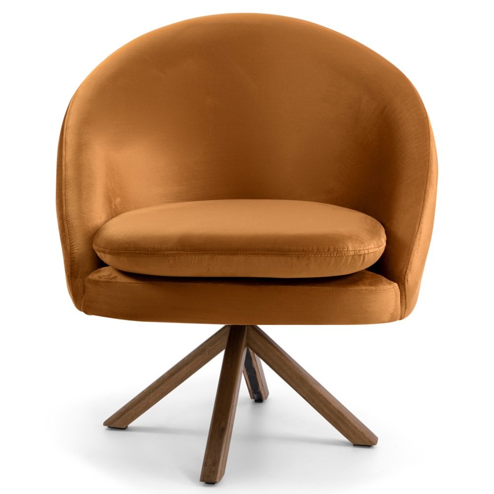 Kit 2 Poltronas Decorativas Giratórias Base Giromad Madeira Rafa B-262 Veludo Telha - Domi