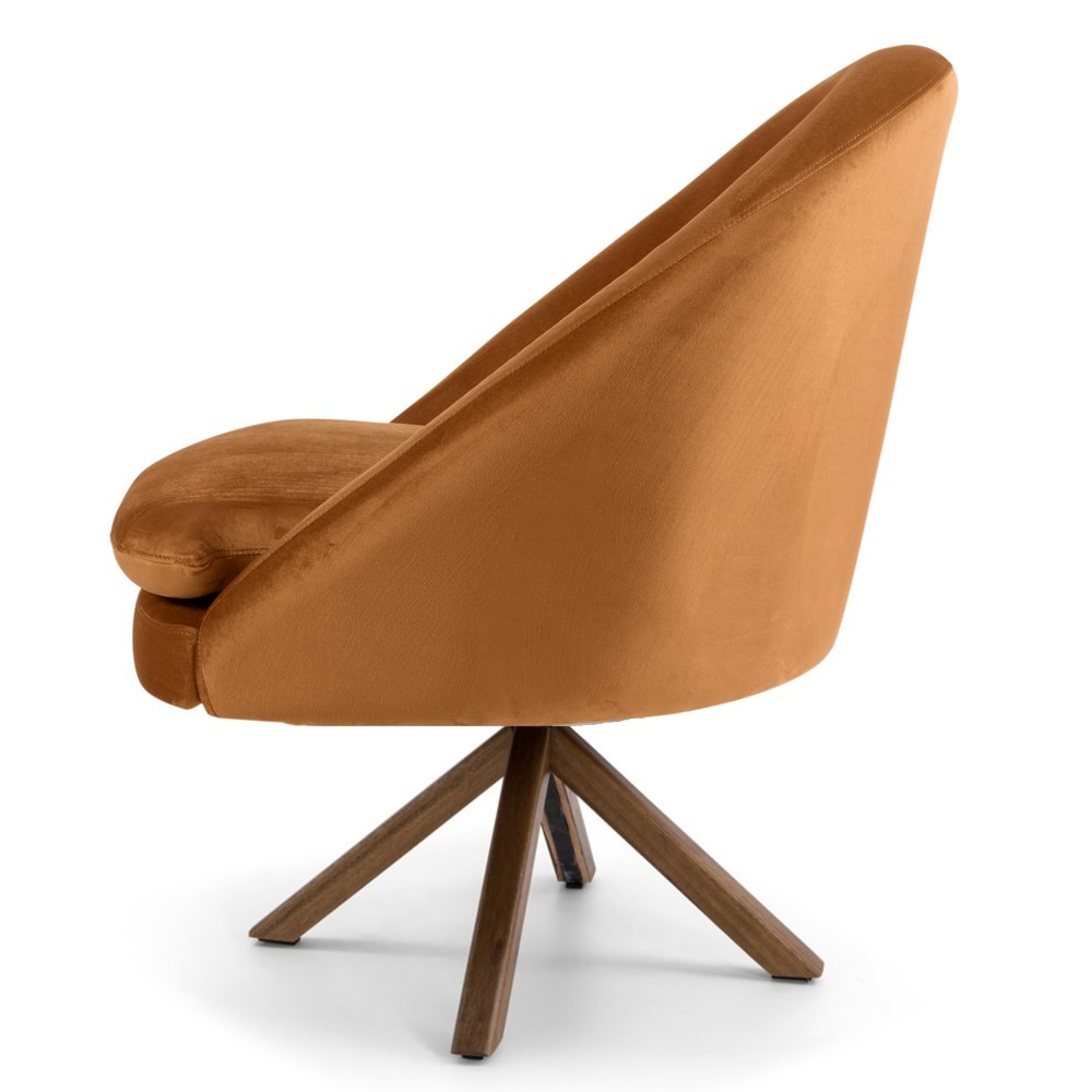 Kit 2 Poltronas Decorativas Giratórias Base Giromad Madeira Rafa B-262 Veludo Telha - Domi