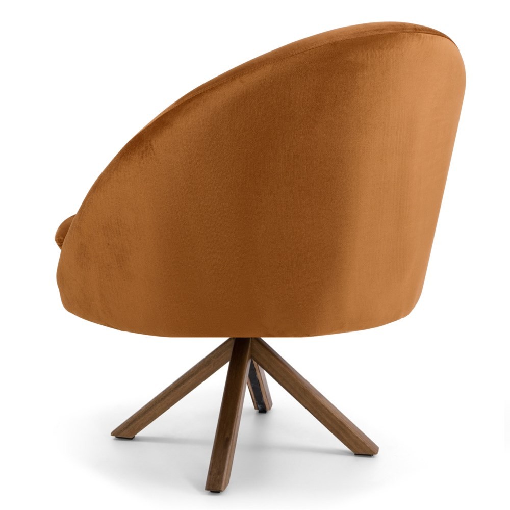 Kit 2 Poltronas Decorativas Giratórias Base Giromad Madeira Rafa B-262 Veludo Telha - Domi
