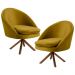 Kit 2 Poltronas Decorativas Giratórias Base Giromad Madeira Rafa B-279 Veludo Mostarda - Domi