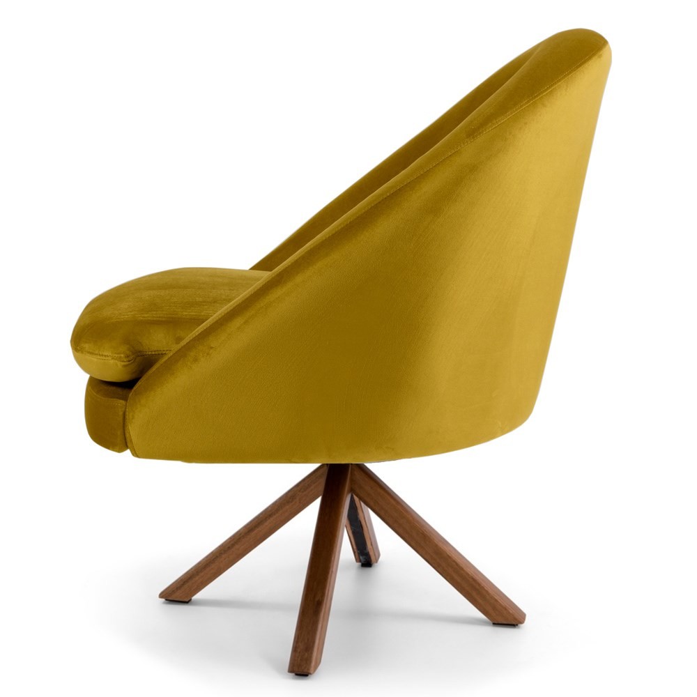 Kit 2 Poltronas Decorativas Giratórias Base Giromad Madeira Rafa B-279 Veludo Mostarda - Domi