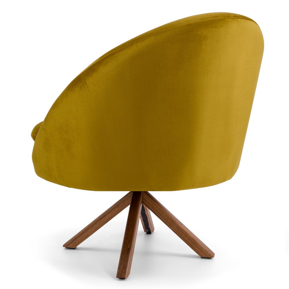 Kit 2 Poltronas Decorativas Giratórias Base Giromad Madeira Rafa B-279 Veludo Mostarda - Domi