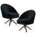 Kit 2 Poltronas Decorativas Giratórias Base Giromad Madeira Rafa B-300 Veludo Preto - Domi